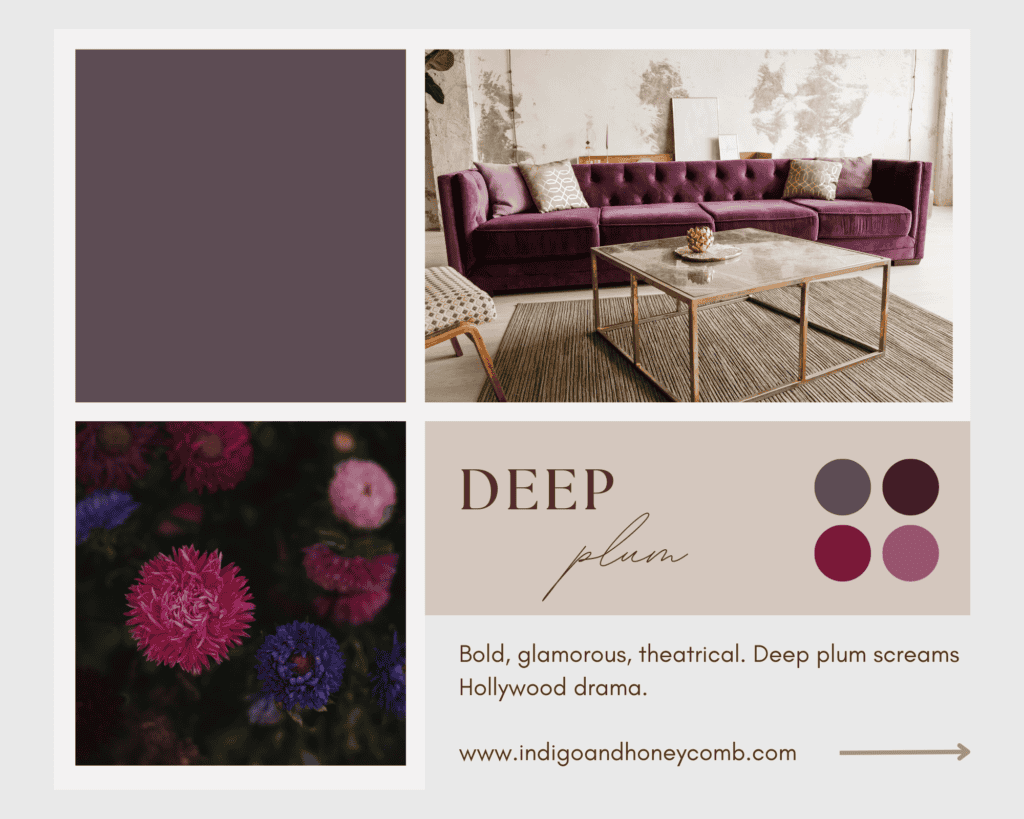 Glamorous Hollywood inspired by deep plum shade of purple