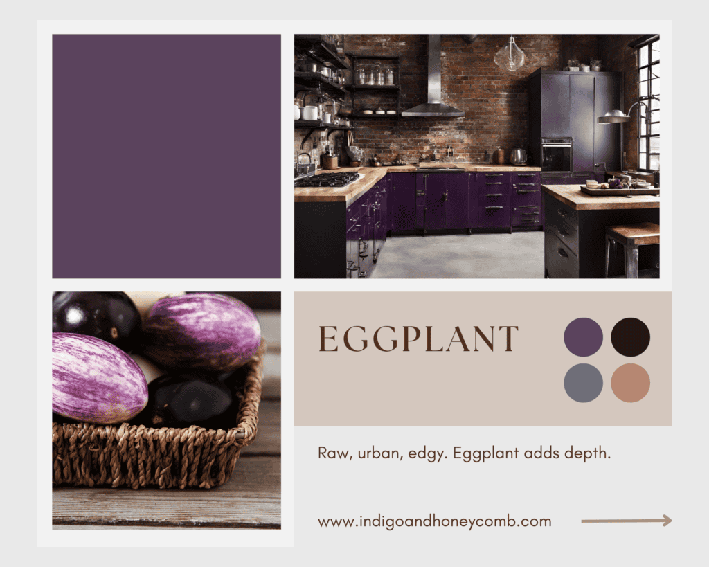 Industrial Chic inspired by eggplant shade of purple
