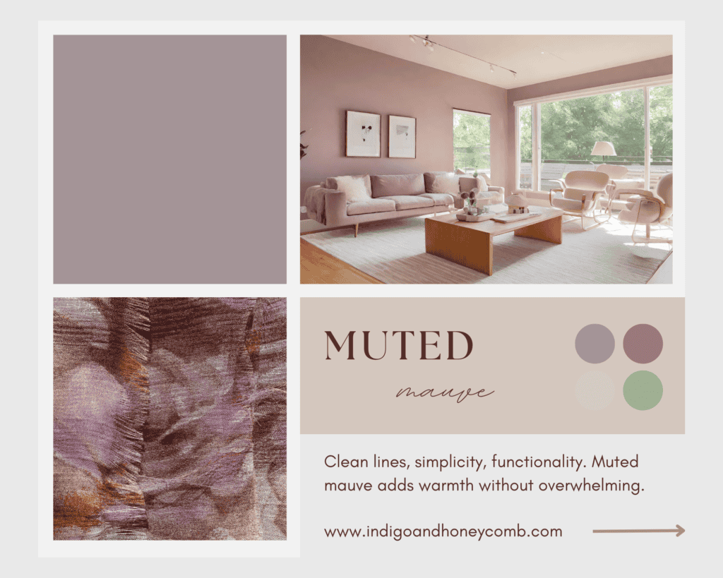 Modern Minimalism inspired by muted mauve shade of purple