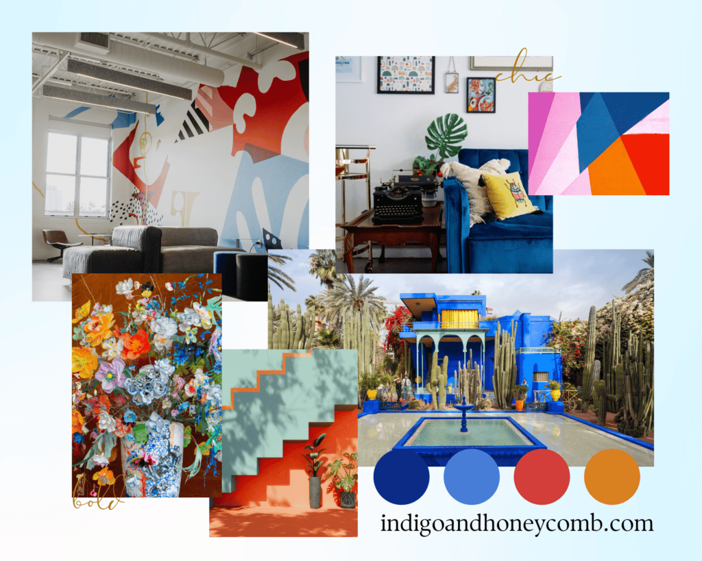 Designing with Blues - Chic and bold blue mood board