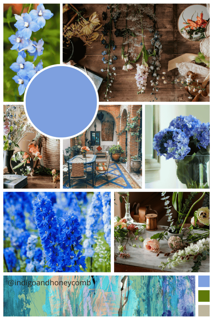 Delphine Blue Botanical Paradise mood board