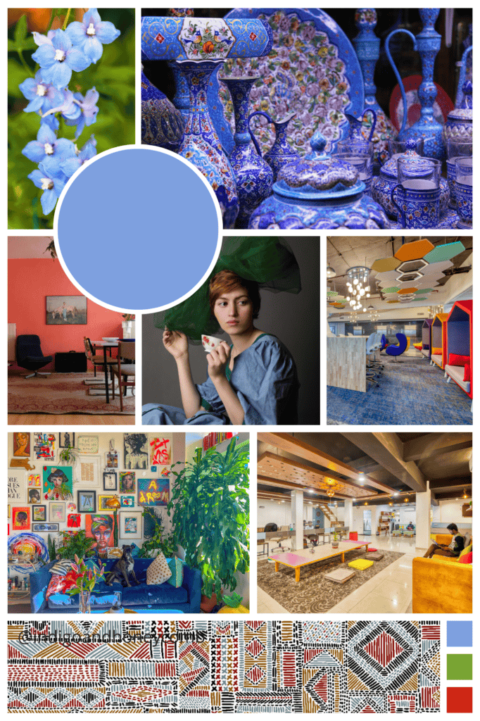 Delphine Blue Global Eclectic mood board