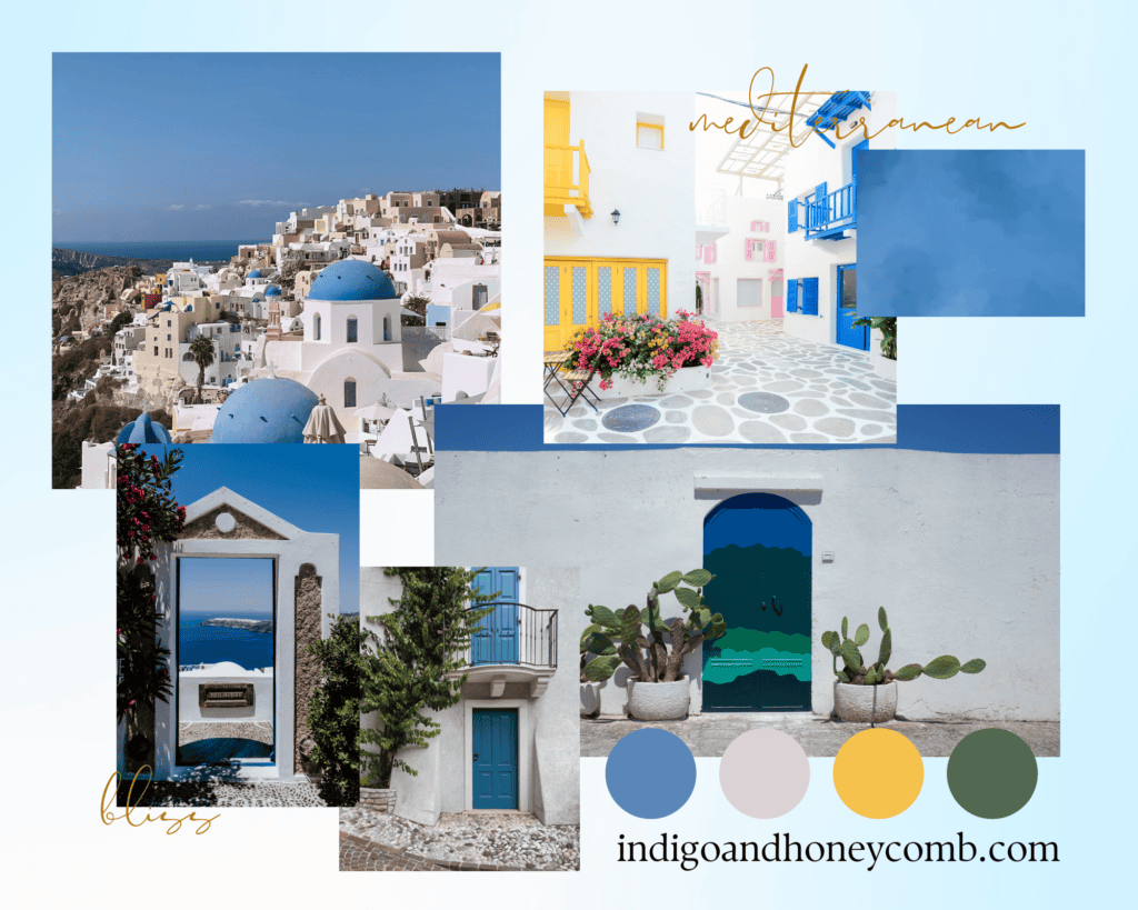 Designing with Blues - Mediterranean blue mood board