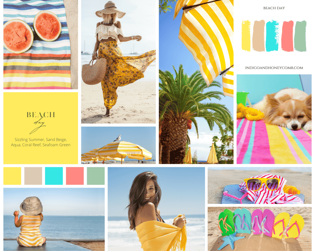 Sizzling Summer July Color of the Day Beach Day moodboard