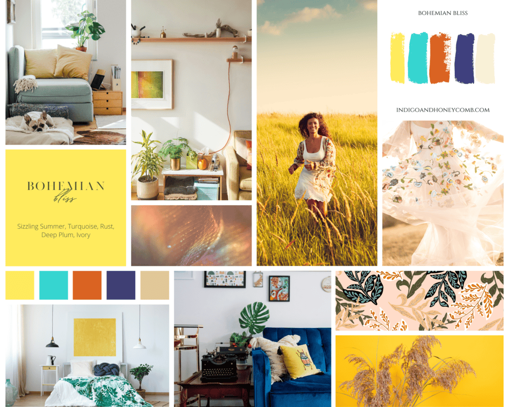 Sizzling Summer July Color of the Month Bohemian Bliss moodboard