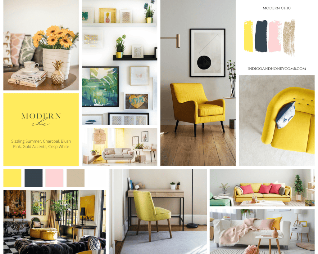 Sizzling Summer July Color of the Month Modern Chic moodboard