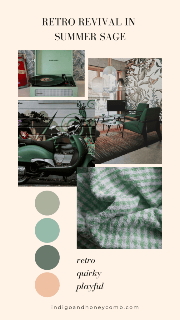 Summer Sage green color Retro Revival Moodboard