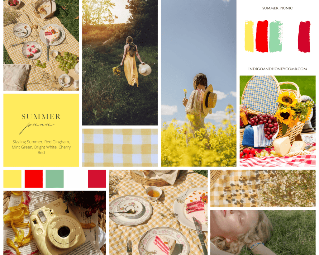 Sizzling Summer July Color of the Month Summer Picnic moodboard