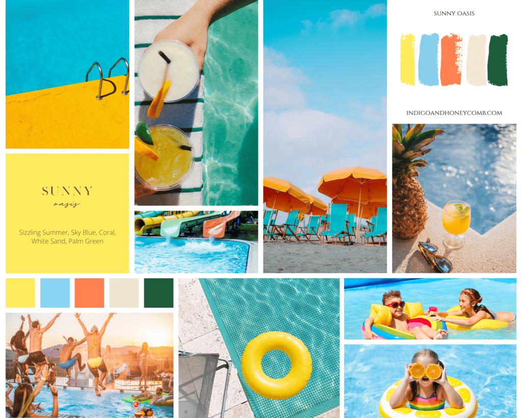 Sizzling Summer July Color of the Month Sunny Oasis moodboard