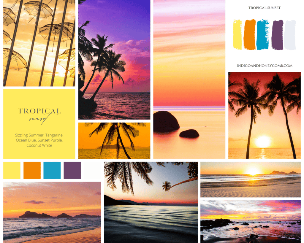 Sizzling Summer July Color of the Month Tropical Sunset moodboard