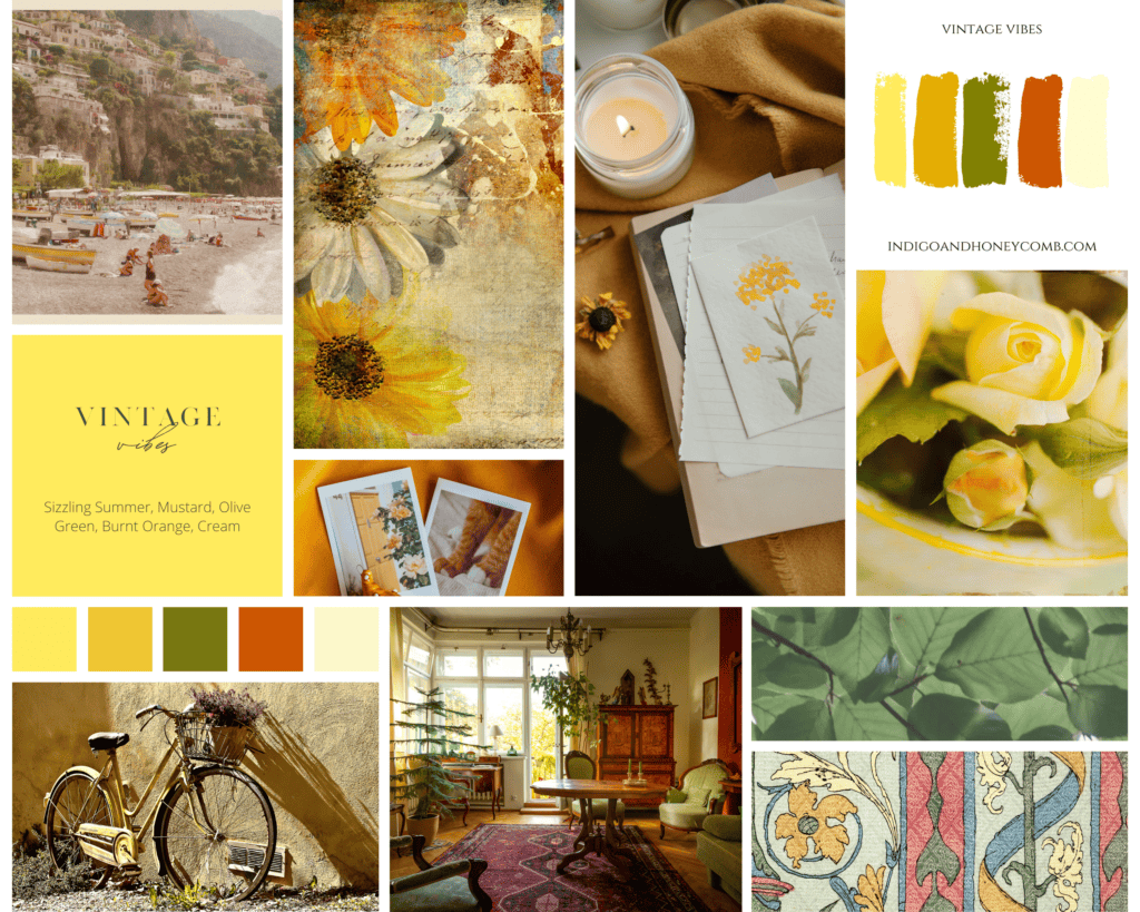 Sizzling Summer July Color of the Month Vintage Vibes moodboard