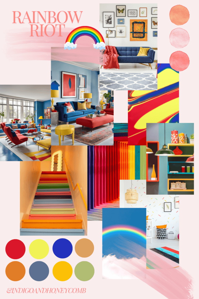 dopamine decor rainbow riot moodboard