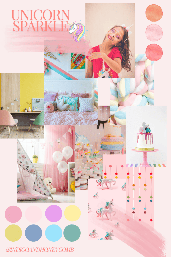 dopamine decor unicorn sparkle moodboard