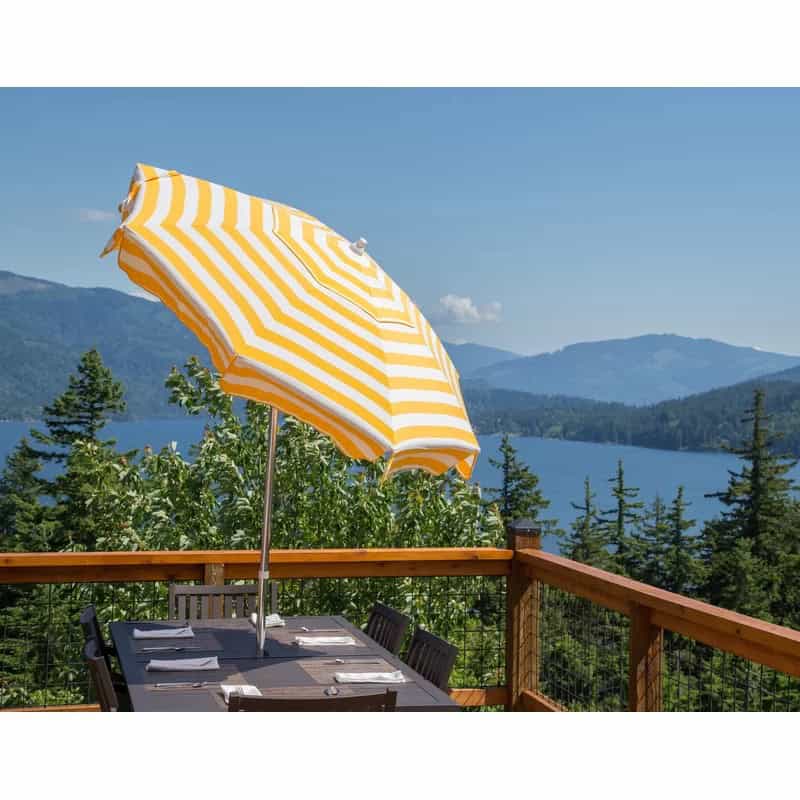 Sizzling Summer July Color of the Month Yellow Striped Italian Market Umbrella by Wayfair