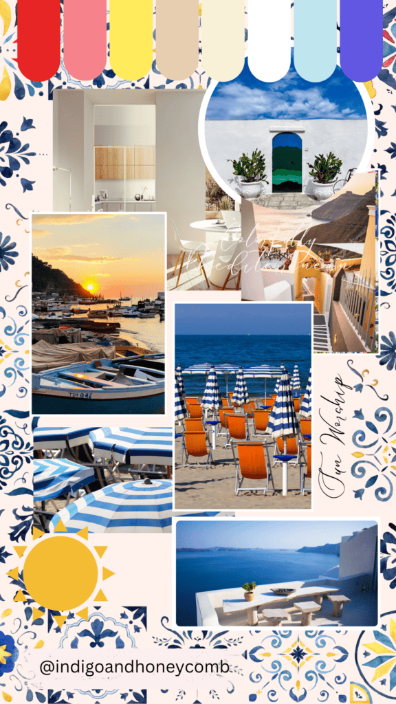 Mediterranean Revival Sun Worship moodboard