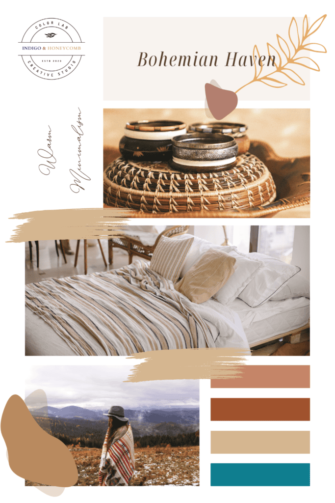 Warm Minimalism Bohemian Haven mood board