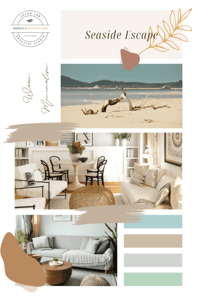 Warm Minimalism Seaside Escape mood board