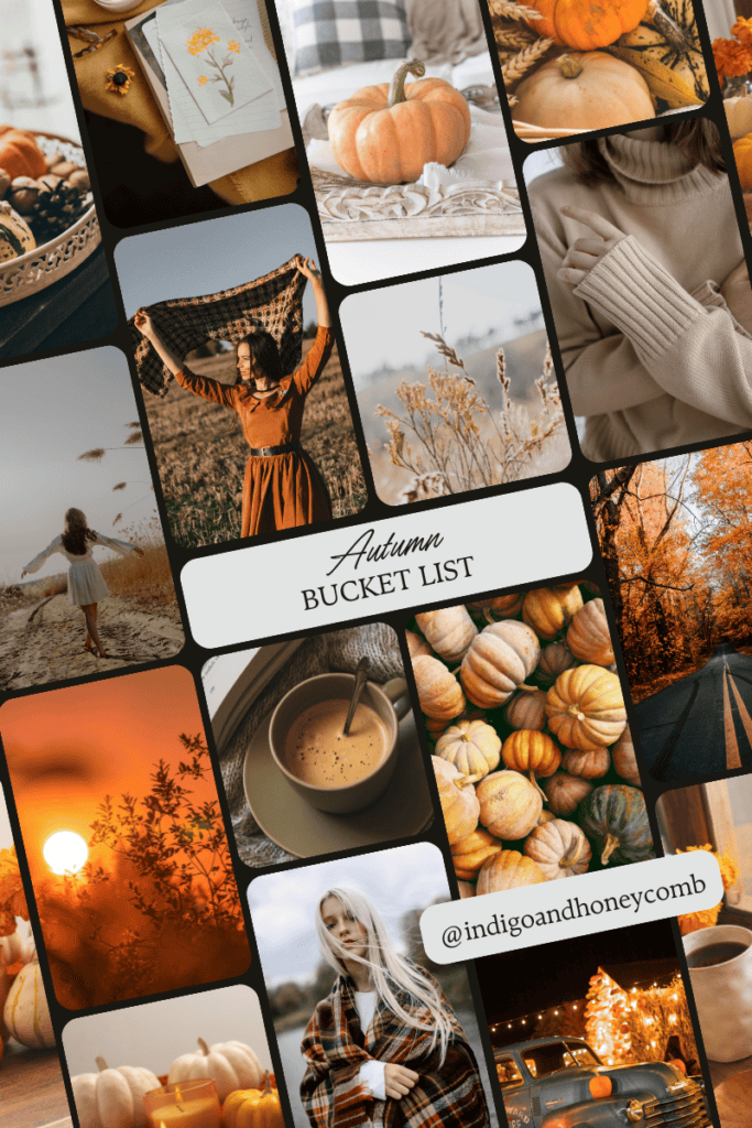 Celebrating Fall Autumn Bucket List moodboard