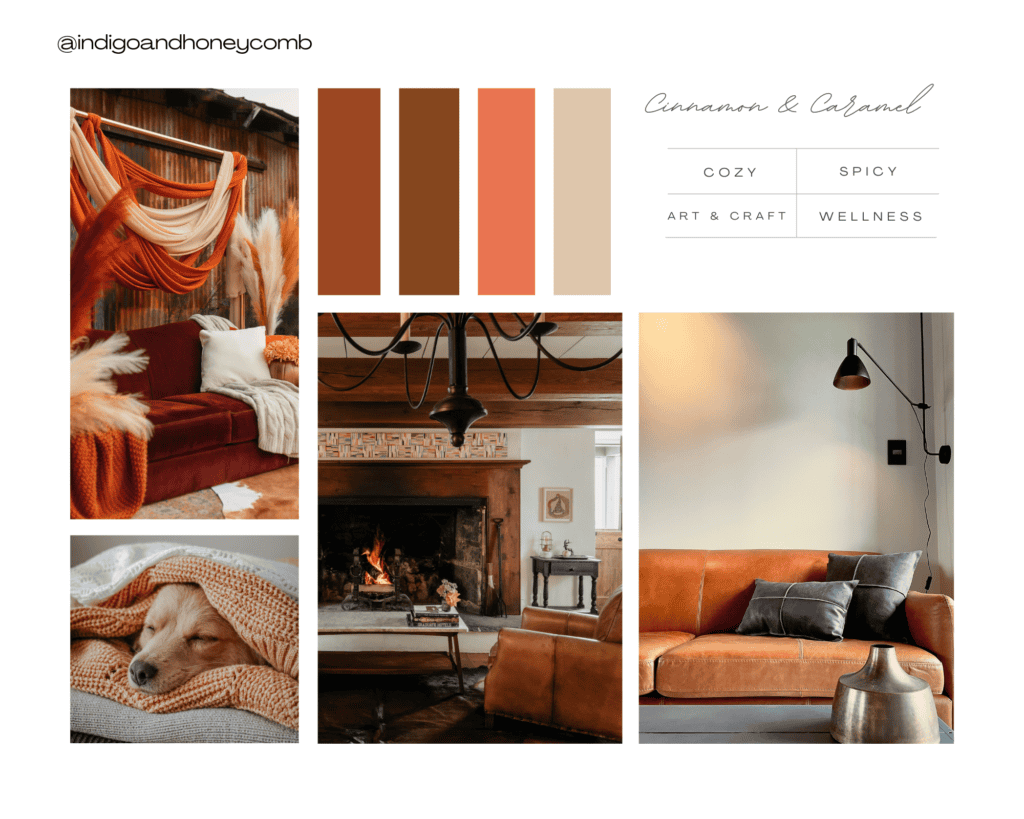 fall color palettes - cinnamon and caramel mood board