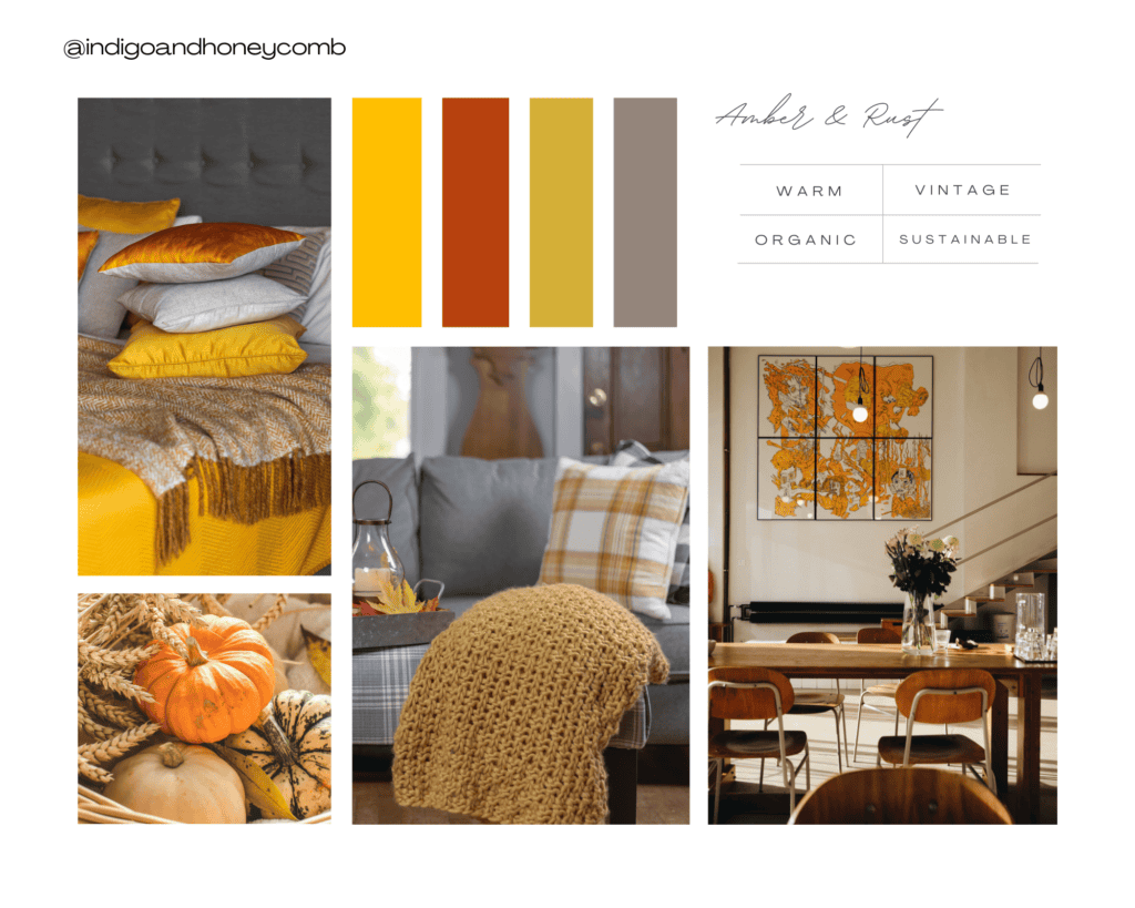 fall color palettes - amber and rust mood board