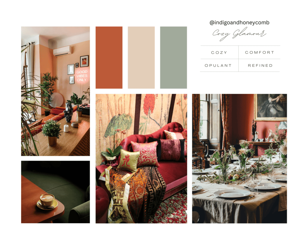 Cozy Glamour 2024 Trends Mood board