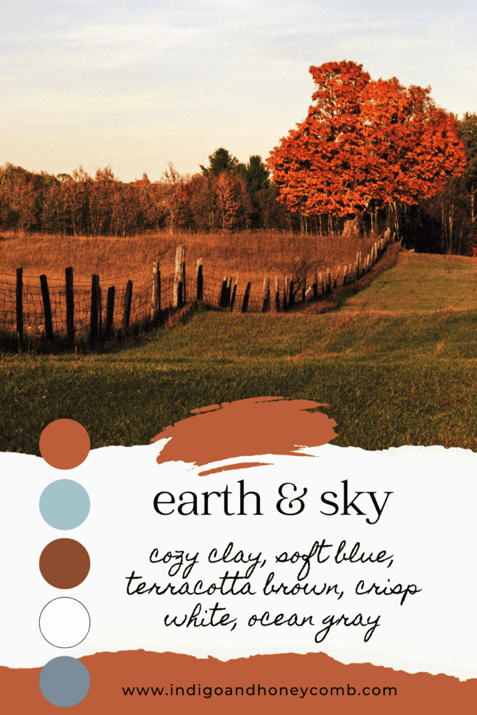 October color of the month Cozy Clay earth & sky color palette