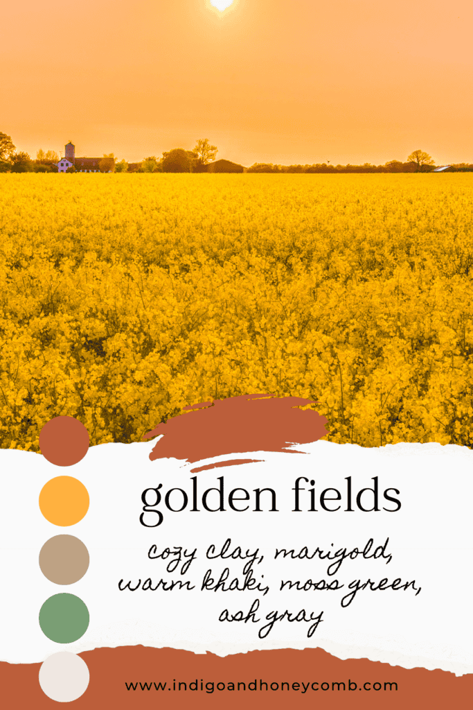 October color of the month Cozy Clay golden fields color palette