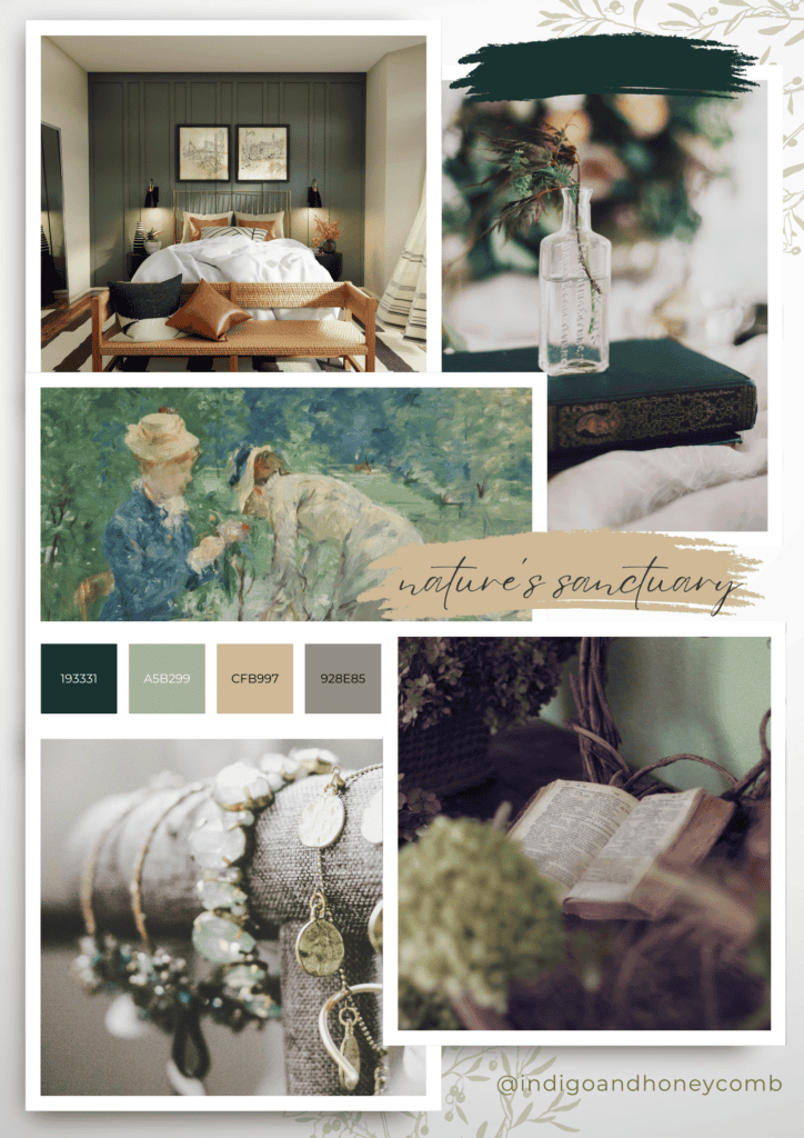 Forest Veil Nature's Sanctuary mood board