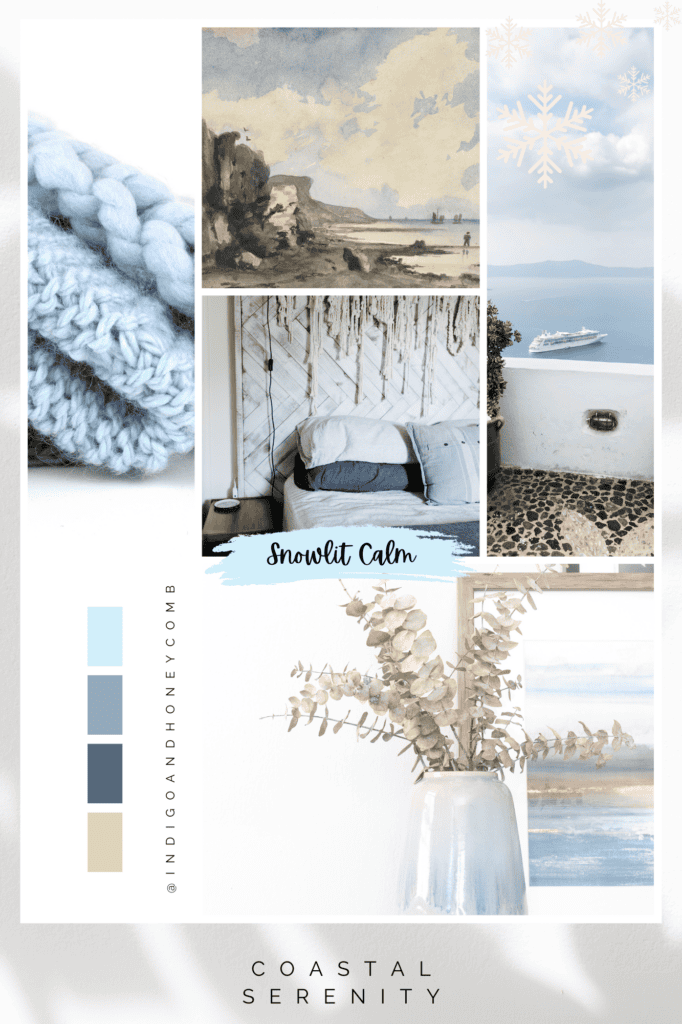 Coastal Serenity - Snowlit Calm soft blue color design style