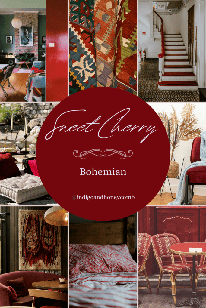 Sweet Cherry red color Bohemian mood board