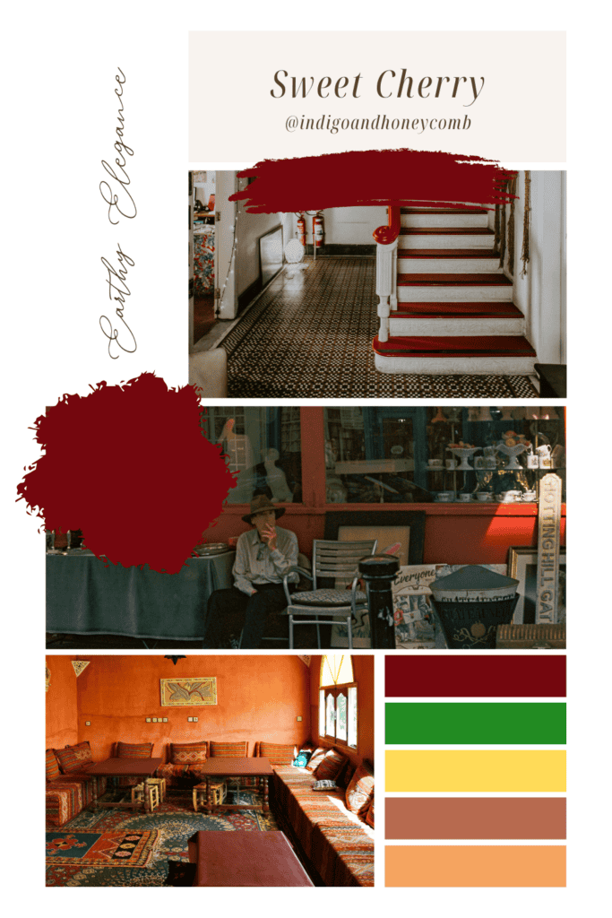 Sweet Cherry red color Earthy Elegance mood board