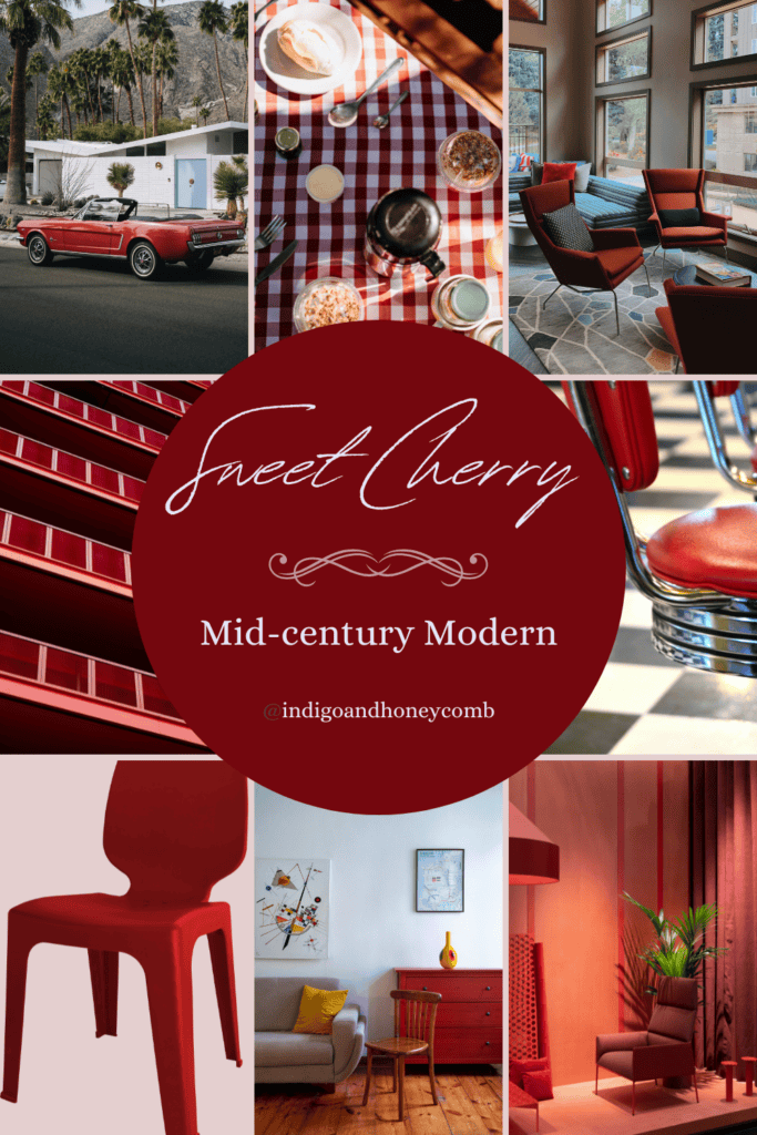 Sweet Cherry red color Midcentury Modern mood board