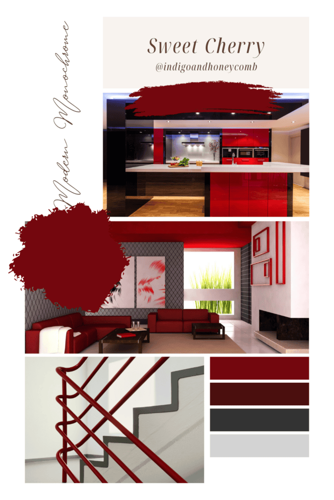 Sweet Cherry red color Modern Monochrome mood board