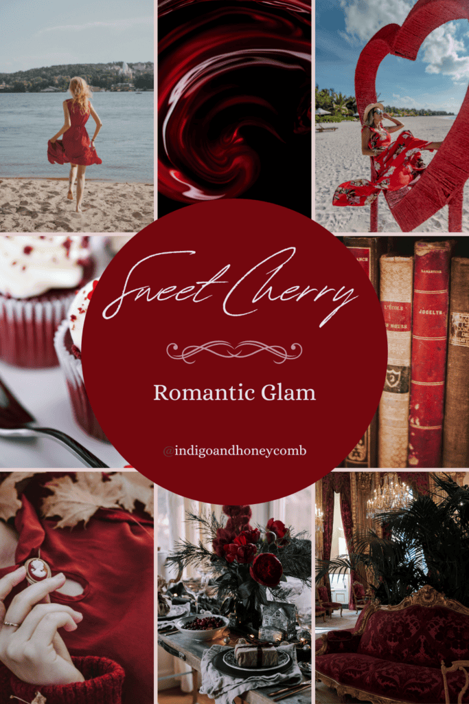 Sweet Cherry red color Romantic Glam mood board