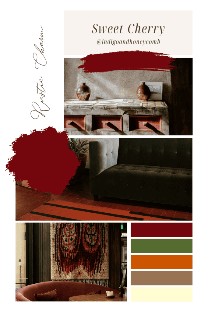 Sweet Cherry red color Rustic Charm mood board