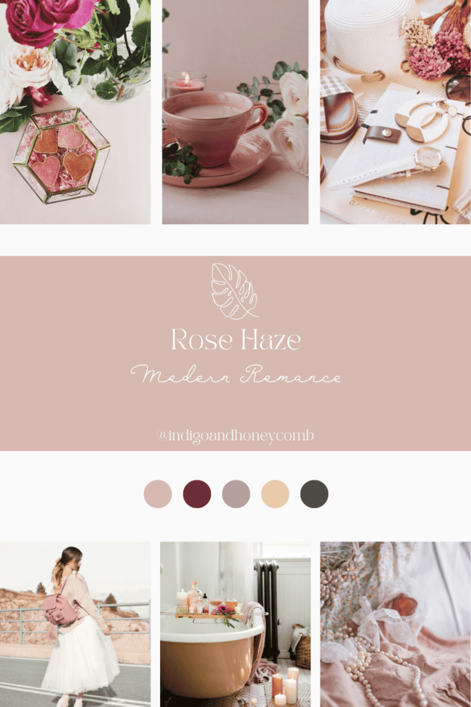 Rose Haze Modern Romance color palette mood board